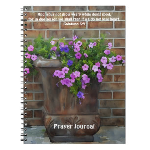 Pretty Flowers Pink Purple Bible Verse Prayer Notebook