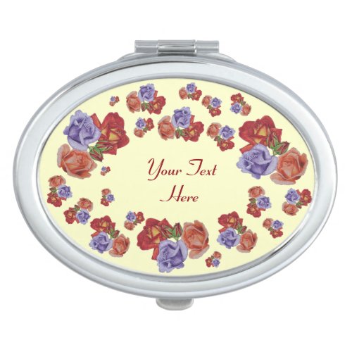 pretty flowers red roses and rose buds floral makeup mirror