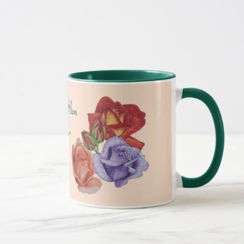 pretty flowers red roses and rose buds floral mug