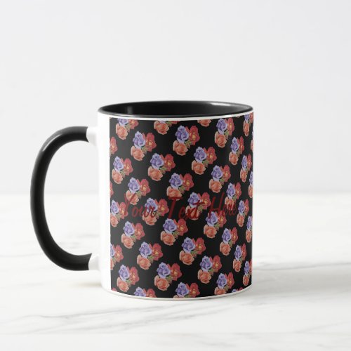 pretty flowers red roses and rose buds floral mug