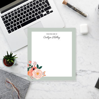 Pretty Flowers  Sage From The Desk Of Personalized Notepad by FancyShmancyNotes at Zazzle