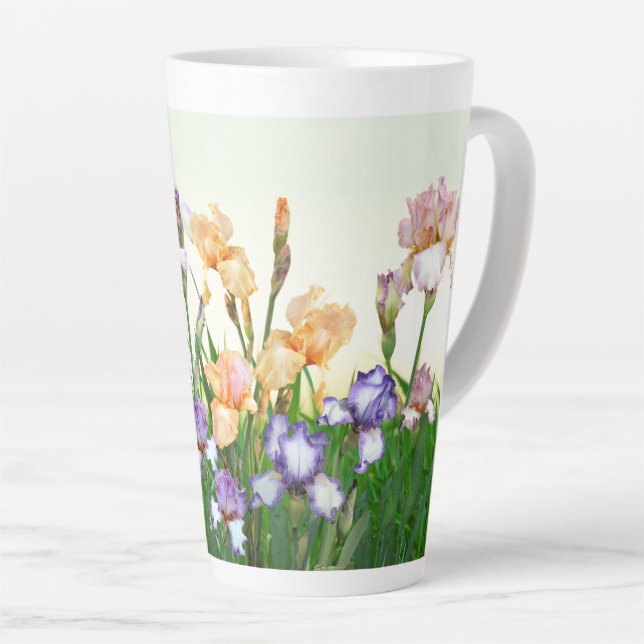 Pretty Flowers Spring Irises Latte Mug (Right Angle)