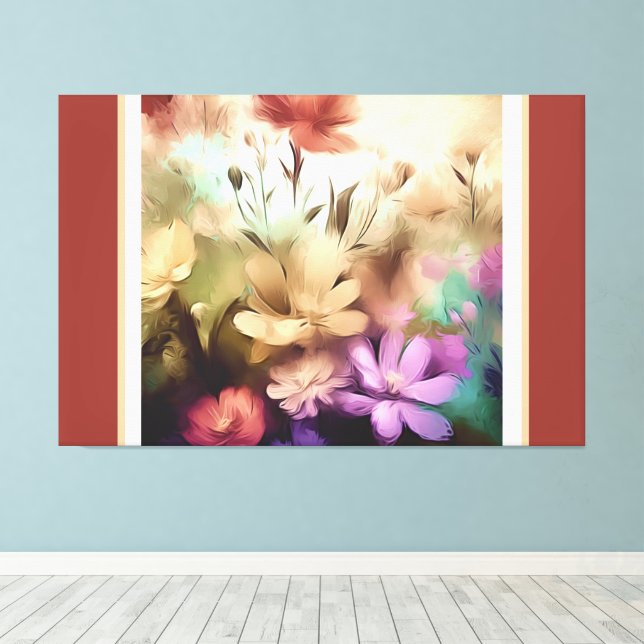 Pretty Flowers Stretched Canvas Print (Insitu(Wood Floor))