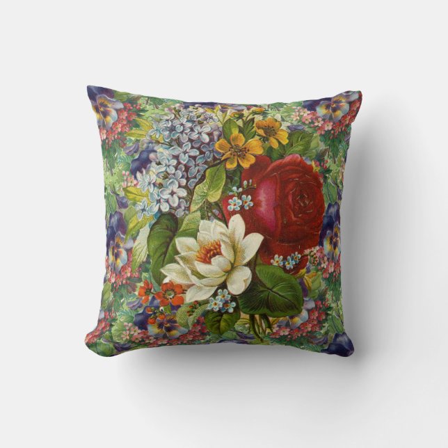 Pretty Flowers Throw Pillow (Front)