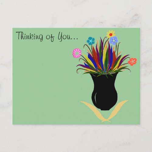 Pretty Flowers Vase Thinking of You Postcard