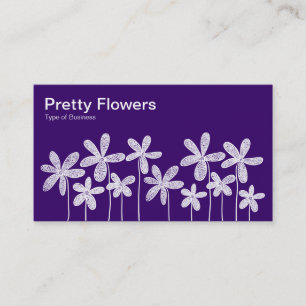 Pretty Flowers - White on Purple (Alternating) Business Card