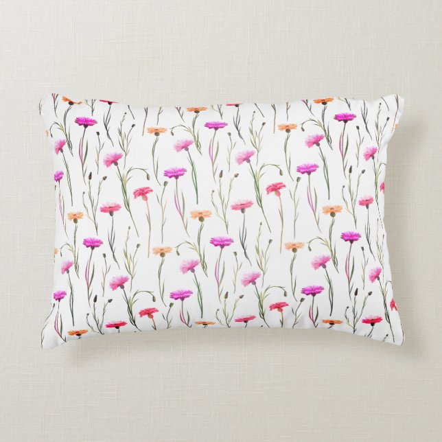 Pretty Flowers With Stems Pattern Accent Pillow (Front)