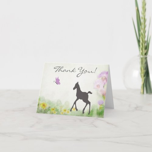 Pretty Foal and Butterfly Horse Thank You Cards