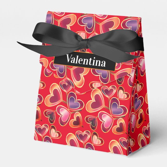 Pretty Foil Textured Stack Double Heart Lollipops  Favor Boxes (Front Side)