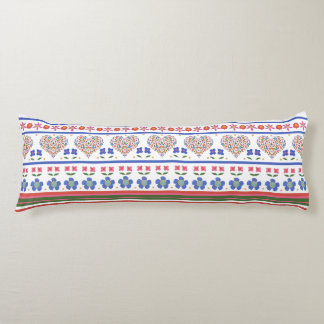 Pretty Folk Art Floral Hearts Border Body Pillow