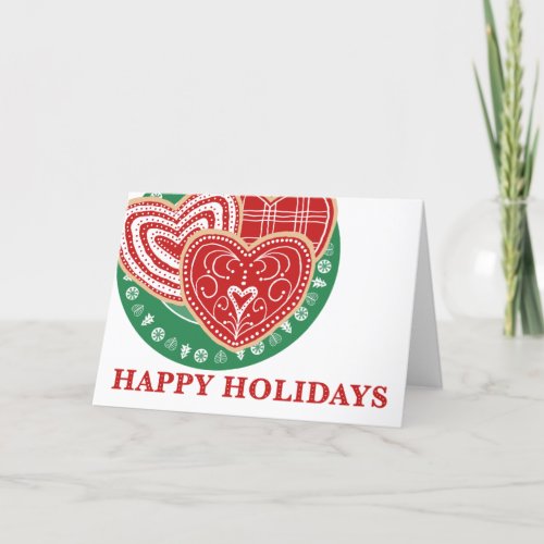 Pretty Folk Art Heart Swedish Christmas Cookies Holiday Card