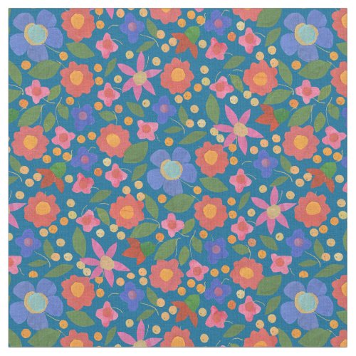 Pretty Folk Art Style Floral Fabric to Customize