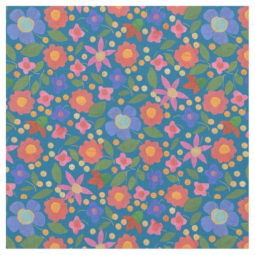 Pretty Folk Art Style Floral Fabric to Customize