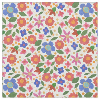 Pretty Folk Art Style Floral Fabric to Customize