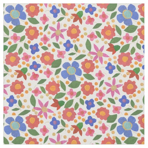 Pretty Folk Art Style Floral Fabric to Customize