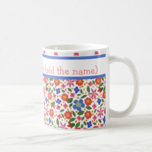 Pretty Folk Art Style Floral on White Coffee Mug