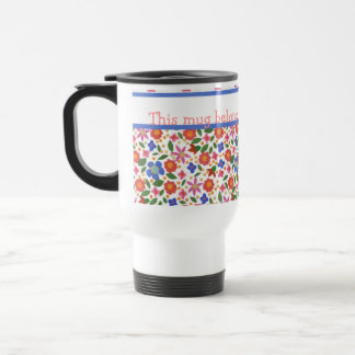 Pretty Folk Art Style Floral on White Travel Mug