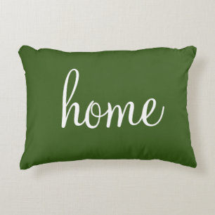 Pretty forest green "home" accent pillow