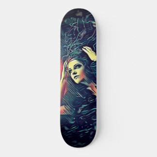 Pretty Forest Witch Gothic Girl Black Orange Skateboard