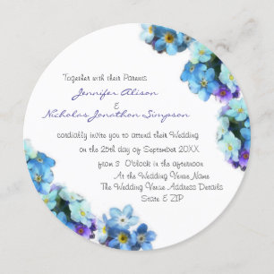Pretty Forget Me Not Flowers Wedding Invitation