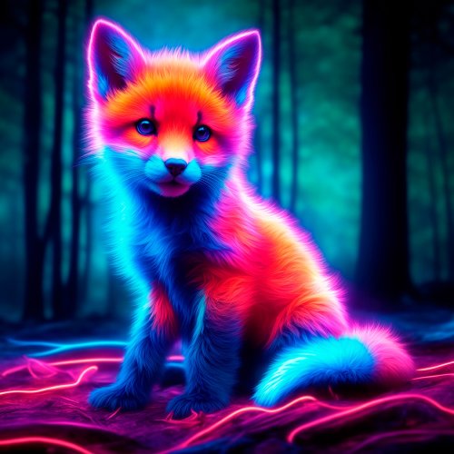 Pretty fox neon pink red animal woodland wild  jigsaw puzzle