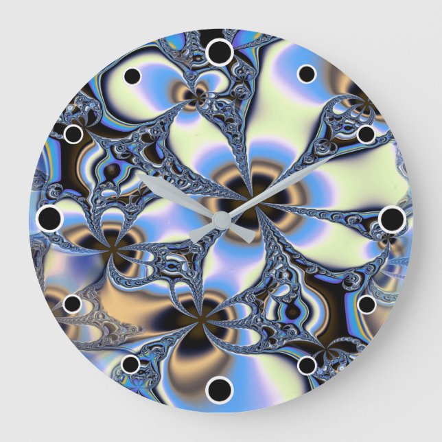 Pretty Fractal Floral in pastel shades Large Clock (Front)