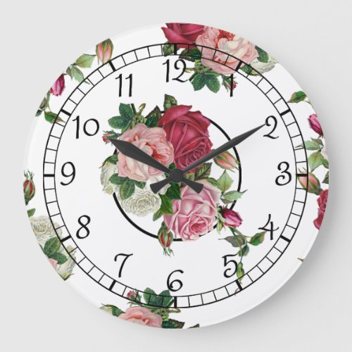Pretty French Country Floral Large Clock