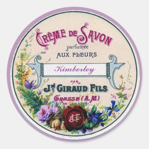 Pretty French Vintage Savon Label Custom Purple