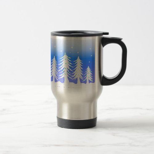 Pretty Frosted ChristmasTrees Travel Mug