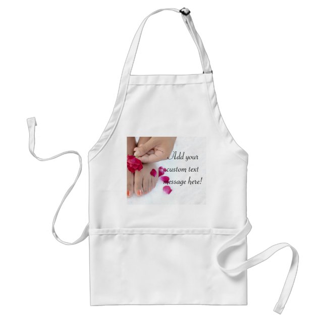 Pretty Fuchsia Pink Rose Pedicure Salon Adult Apron (Front)