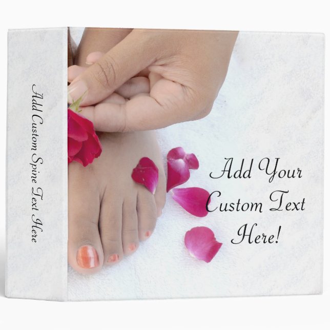 Pretty Fuchsia Pink Rose Pedicure Salon Binder (Front/Spine)