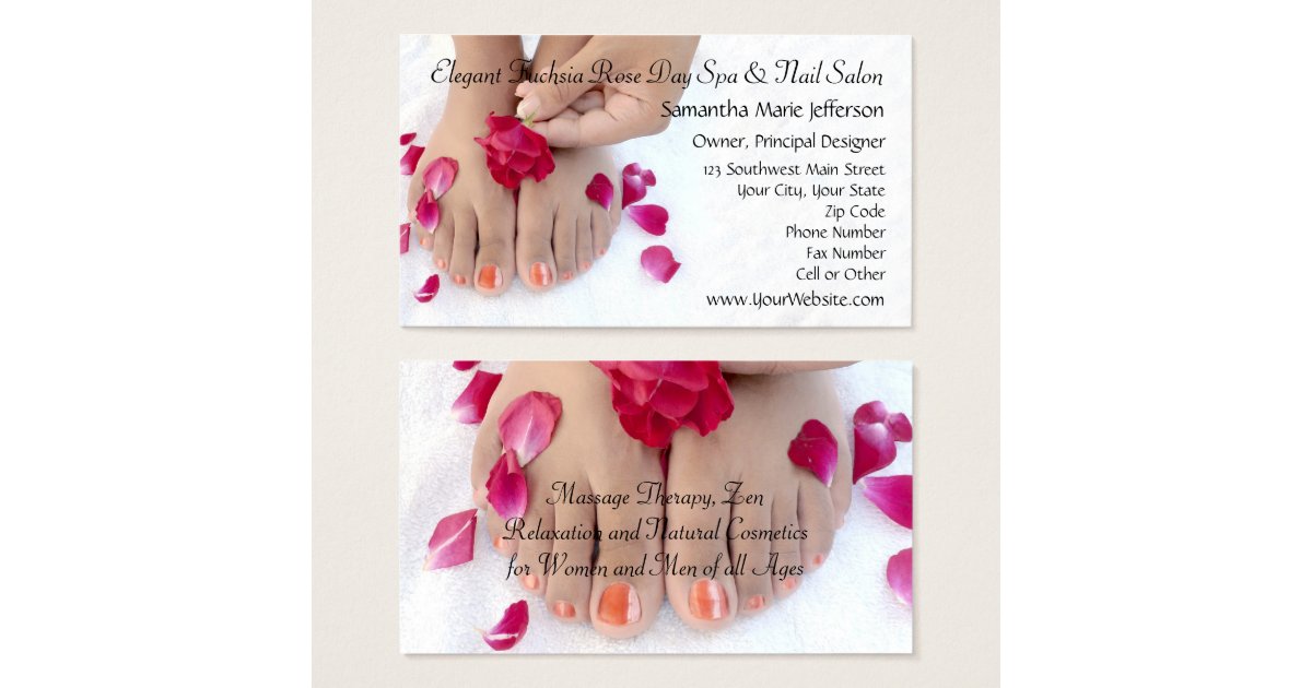 Pretty Fuchsia Pink Rose Pedicure Salon Business Card Zazzle