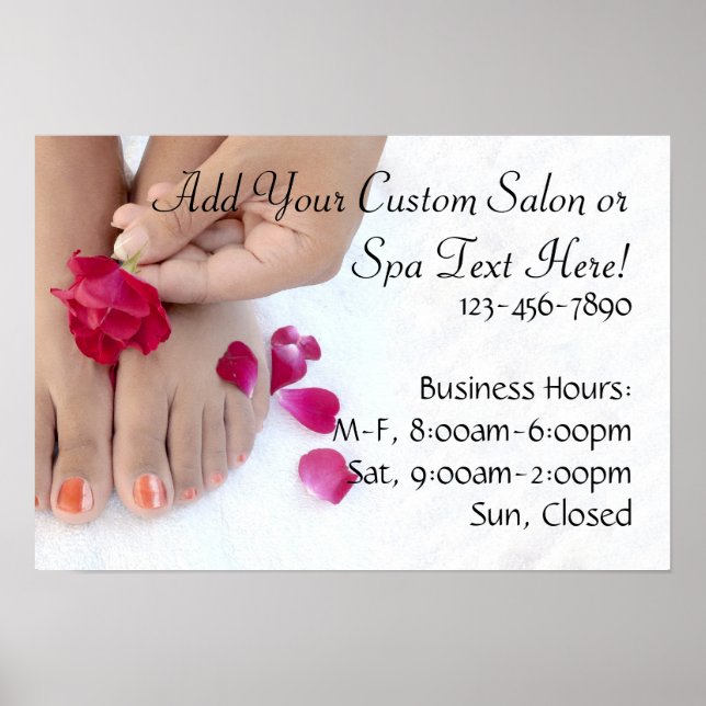 Pretty Fuchsia Pink Rose Pedicure Salon Poster (Front)
