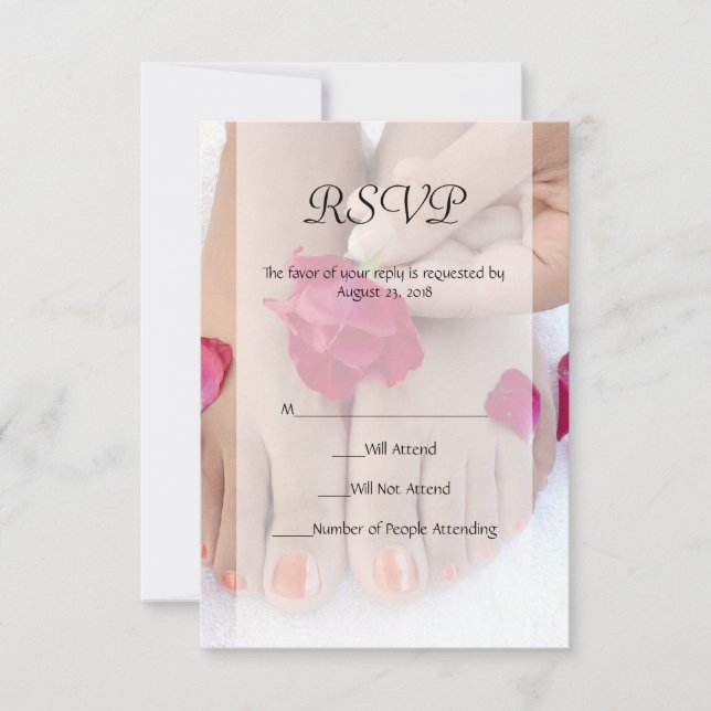 Pretty Fuchsia Pink Rose Pedicure Salon RSVP Card (Front)