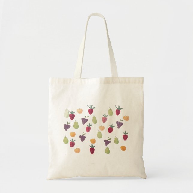 Pretty Fun Colorful Watercolor Fruit Tote (Front)