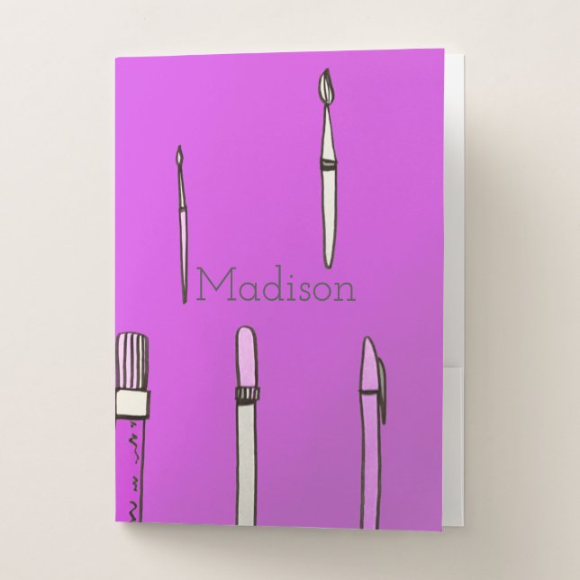 Pretty Fun School Supplies Purple Pocket Folder (Front)