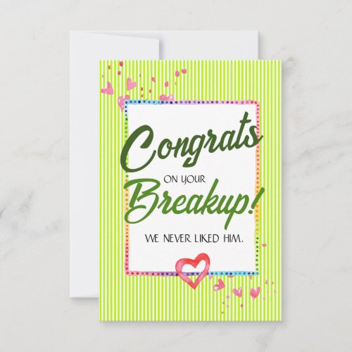 Pretty Funny Divorce or Breakup Congratulations  Thank You Card