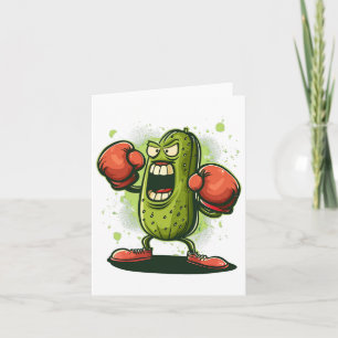 Pretty Funny Pickle Outfit With Boxing Gloves  Card