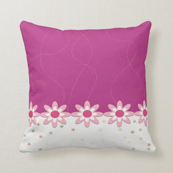 pretty fuscia daisy throw pillow