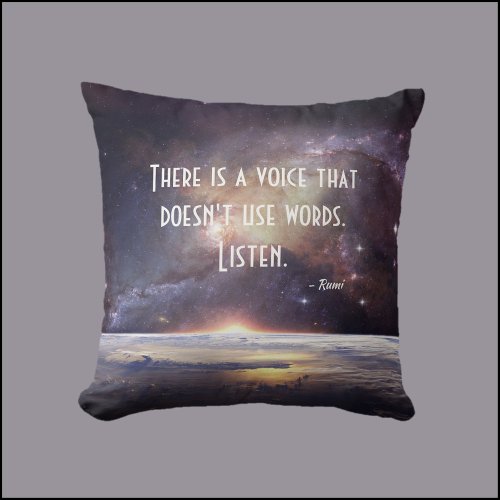 Pretty Galaxy Rumi Inspirational Quote Throw Pillow