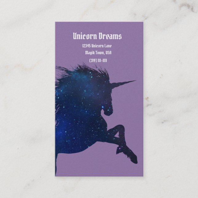Pretty Galaxy Stars Unicorn Business Card (Front)