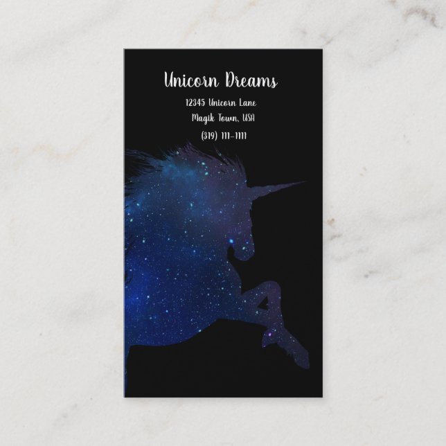 Pretty Galaxy Unicorn Business Card (Front)