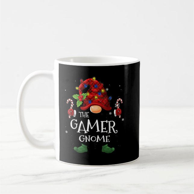 Pretty Gamer Gnome Buffalo Plaid Christmas Tree Li Coffee Mug (Left)