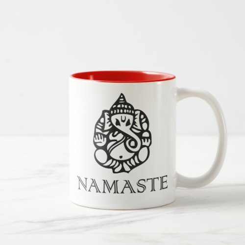 Pretty Ganesh Namaste Design Two_Tone Coffee Mug