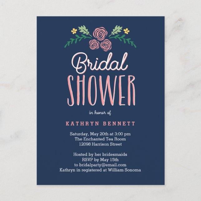 Pretty Garden Bridal Shower Invitation Postcard (Front)