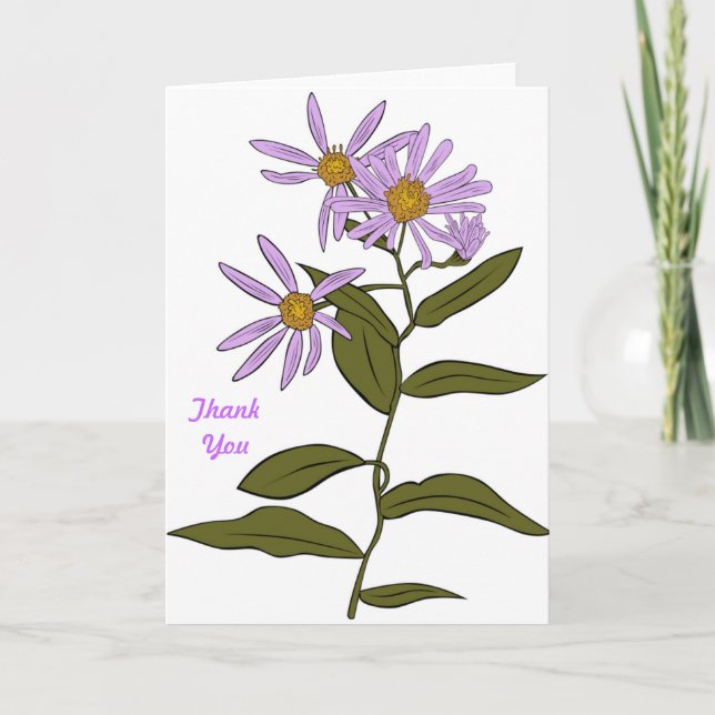 Pretty Garden Daisy Aster Flower Blooms Thank You (Front)
