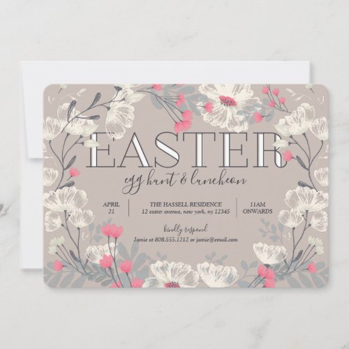 Pretty Garden Easter Egg Hunt and Lunch Invitation