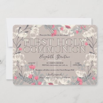 Pretty Garden First Holy Communion Invitation by mistyqe at Zazzle