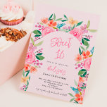 Pretty garden floral watercolor arch Sweet 16 Invitation<br><div class="desc">Announce your upcoming Sweet 16 birthday with our pretty botanical garden invitations on light pink, featuring pretty and charming pink flowers, roses, blue, purple and yellow blooms with greenery. The modern brush script adds a touch of elegance to these unique invitations that are perfect for anyfloral garden themed celebration., perfect...</div>