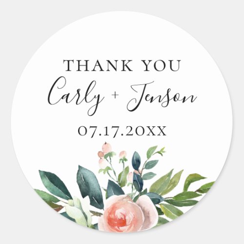 Pretty Garden Floral Wedding Favor Classic Round Sticker